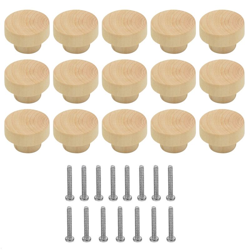 Cabinet Knob Round - YANA50I 15Pcs Wooden Drawer Knobs Furniture