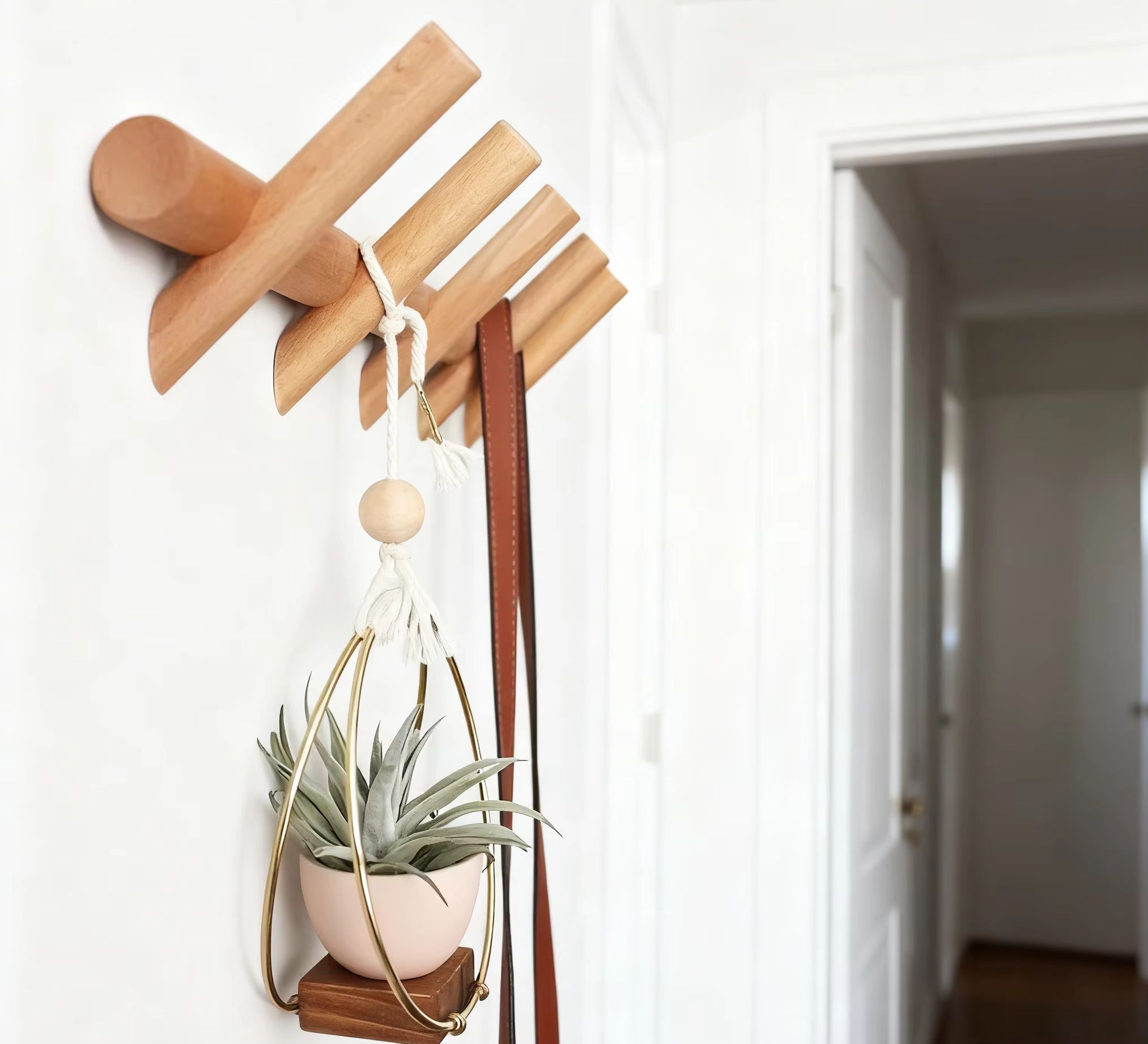 Nordic Solid Wood Coat Rack wi - Furniture Hook Hardware ulasan dan harga