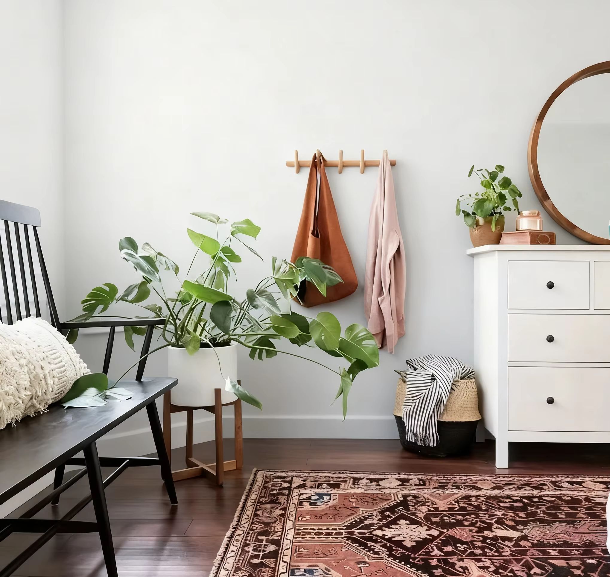 Nordic Solid Wood Coat Rack wi - Furniture Hook Hardware ulasan dan harga